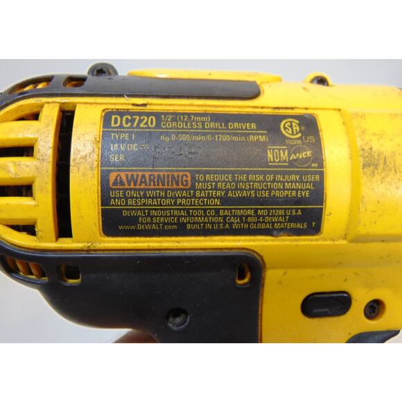 Dewalt DC720 18V 2-Speed VS 1/2" Drill Driver Tested Works Tool Only Pre-Owned - Picture 6 of 7